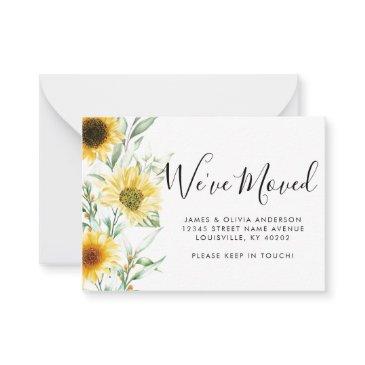 budget autumn fall sunflower we've moved moving note invitations