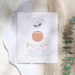 Small Budget Baby In Bloom Plant Pot Gold Baby Shower Front View