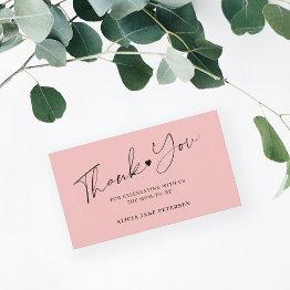 Small Budget Baby Shower Script Pink Thank You Enclosure Invitations Front View