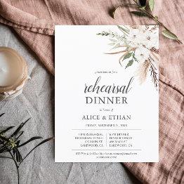 Small Budget Boho Pampa Grass Greenery Rehearsal Dinner Invitation Postinvitations Front View