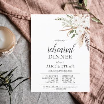 budget boho pampa grass greenery rehearsal dinner invitation postinvitations