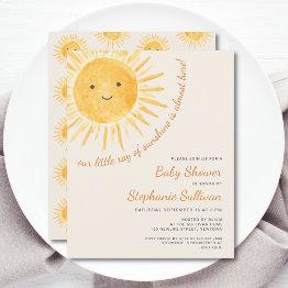 Small Budget Boho Ray Of Sunshine Baby Shower Invitation Front View