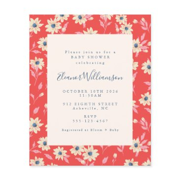 budget boho red blue floral baby shower