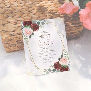 budget burgundy gold & blush pink floral wedding