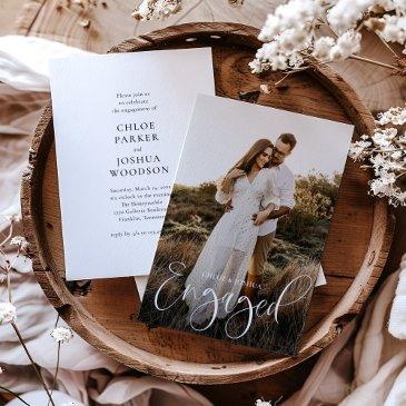 budget calligraphy script photo engagement party invitation