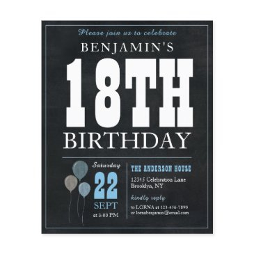 budget chic chalkboard blue balloon 18th birthday