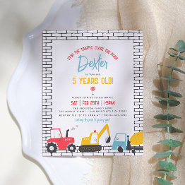 Small Budget Construction Vehicles Boy Birthday Party Front View