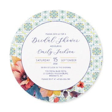 budget elegant mexican tiles floral blue