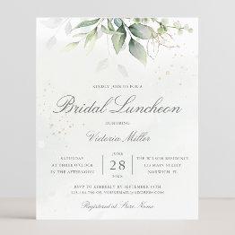 Small Budget Eucalyptus Greenery Bridal Luncheon Invite Front View