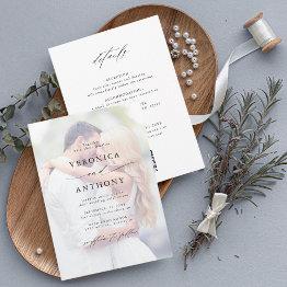 Small Budget Faded Photo Wedding All In One Invitation Front View