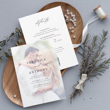 budget faded photo wedding all in one invitation