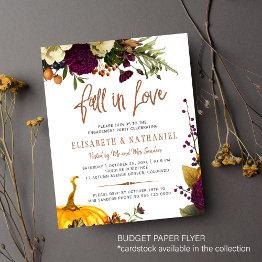 Small Budget Fall In Love Engagement Party Invitation Flyer Front View