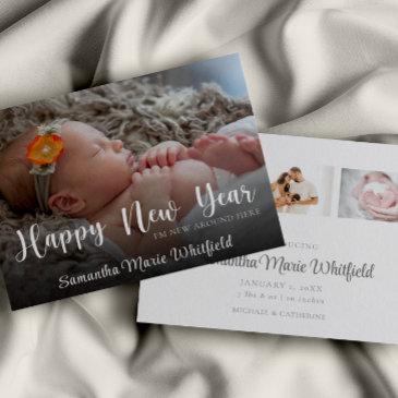 budget happy new year baby birth announcement invitations