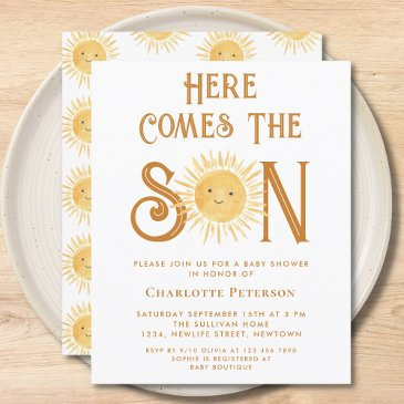budget here comes the son sun baby shower invite