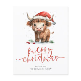Small Budget Highland Cow 2026 Calendar Merry Christmas Front View