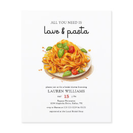 Small Budget Italian Love & Pasta Bridal Shower Invite Flyer Front View