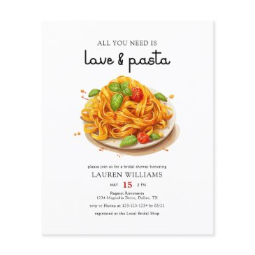 budget italian love & pasta bridal shower invite flyer