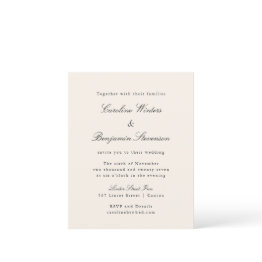 Small Budget Ivory Formal Elegant Wedding Invitation Front View