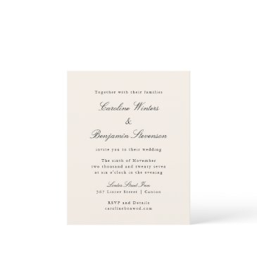 budget ivory formal elegant wedding invitation