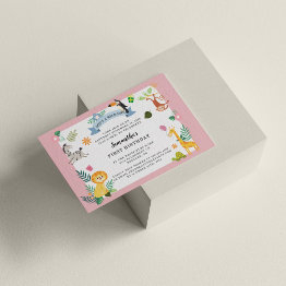 Small Budget Jungle Safari Animal 1st Birthday Wild One Note Invitations Front View