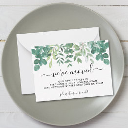 Small Budget Leaves We've Moved Announcement Invitations Front View