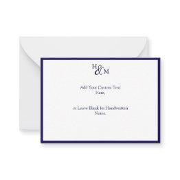 Small Budget Minimalist Monogram Wedding Messages Note Invitations Front View