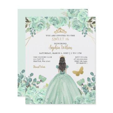 budget mint gold princess sweet 16 invitation