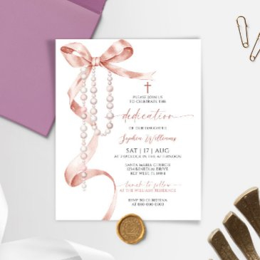 budget mocha bow & rosary dedication invitation