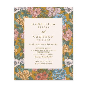 budget modern boho floral yellow wedding invite
