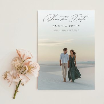 budget modern minimalist script 2 photo save the date