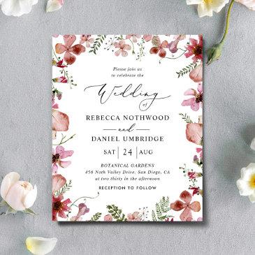 budget modern rustic pink wedding invitation