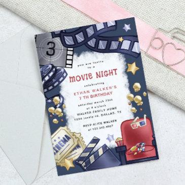 budget movie night kids birthday invitation