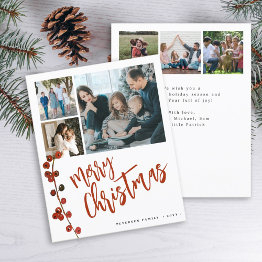 Small Budget Multi 6 Photo Merry Christmas Holiday Invitations Front View