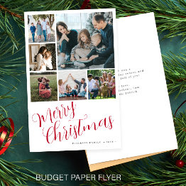 Small Budget Photo Collage Red Merry Christmas Holiday Flyer Front View