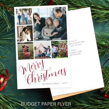 budget photo collage red merry christmas holiday flyer
