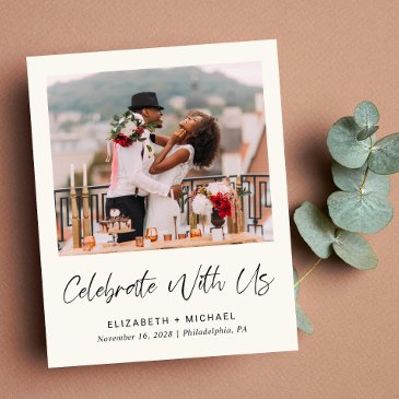 budget photo cream wedding reception invitation