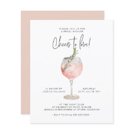 Small Budget Pink Cheers To Love Bridal Shower Invite Front View