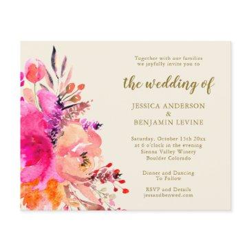 budget pink watercolor floral wedding invite