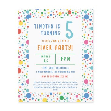 budget pokadot fiver party birthday invitation flyer