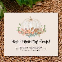 Small Budget Pumpkin Fall Moving Announcement Invitations Front View