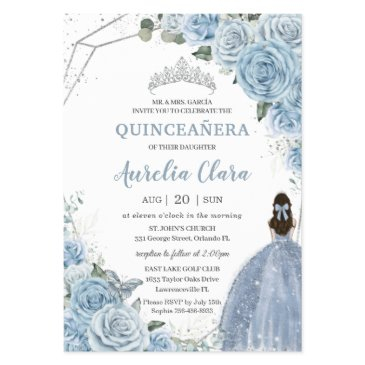 budget quinceañera 15 baby blue floral invitation flyer