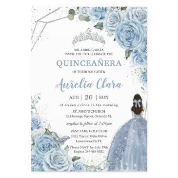 budget quinceañera 15 baby blue floral invitation flyer