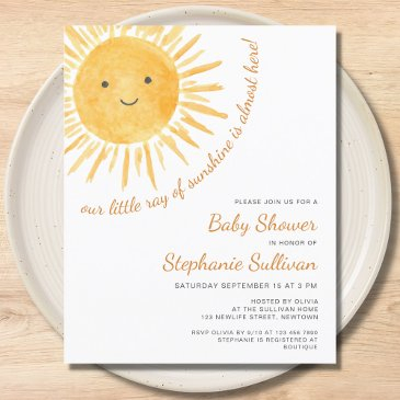 budget ray of sunshine baby shower invitation