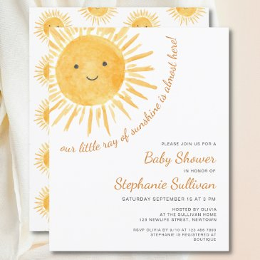 budget ray of sunshine baby shower invitation