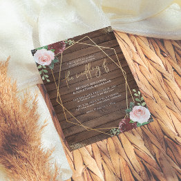 Small Budget Rustic Wood Burgundy & Geometric Wedding Front View