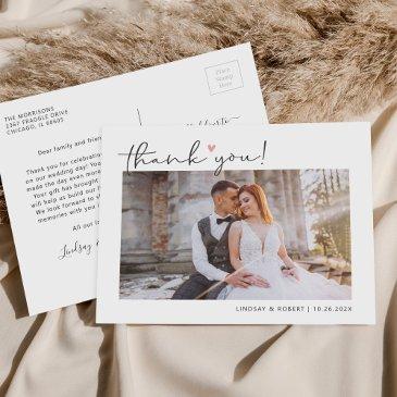 budget simple script wedding photo thank you postinvitations