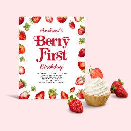 Small Budget Strawberry Berry First Birthday For Girls Front View