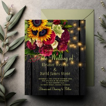 budget sunflower roses rustic country wood wedding