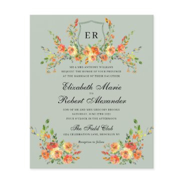 budget sunset bloom monogram green crest wedding