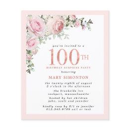 Small Budget Surprise 100th Birthday Party Pink Floral Front View